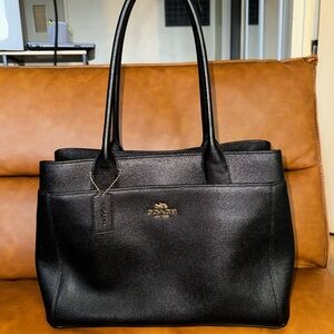 Coach Black Leather Tote Bag